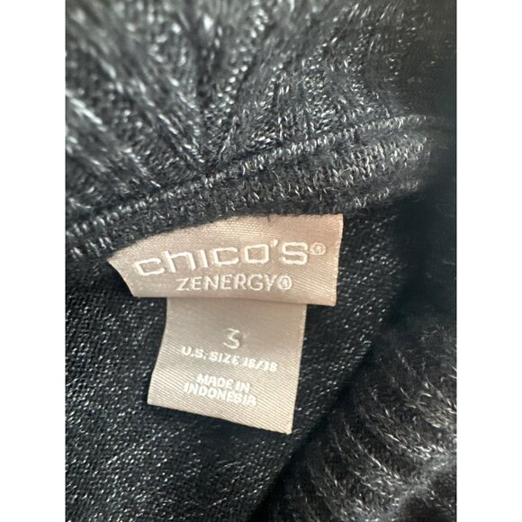 Chicos 3 Zenergy Cowl Neck knit shirt top tunic Black Rayon Blend size XL - Picture 3 of 4